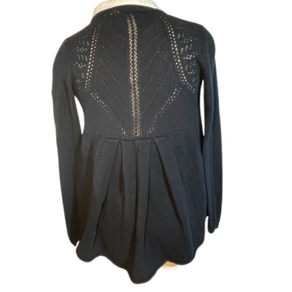 Anthropologie Knitted and Knotted Size S Navy Cardigan Cotton Cashmere Blend - Picture 2 of 6